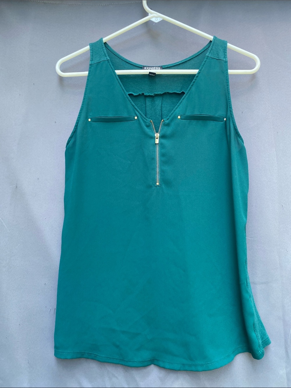 Express Zip-Front Sleeveless Blouse